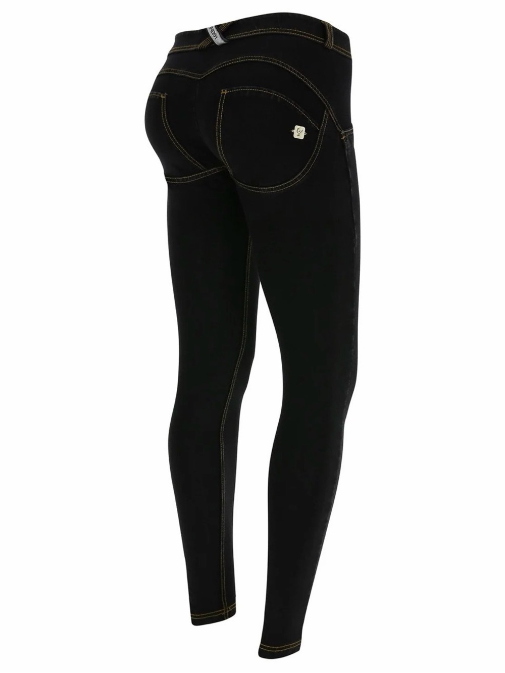 Freddy WR.UP Denim Regular Rise Skinny - Black Rinse + Yellow Stitching - XS